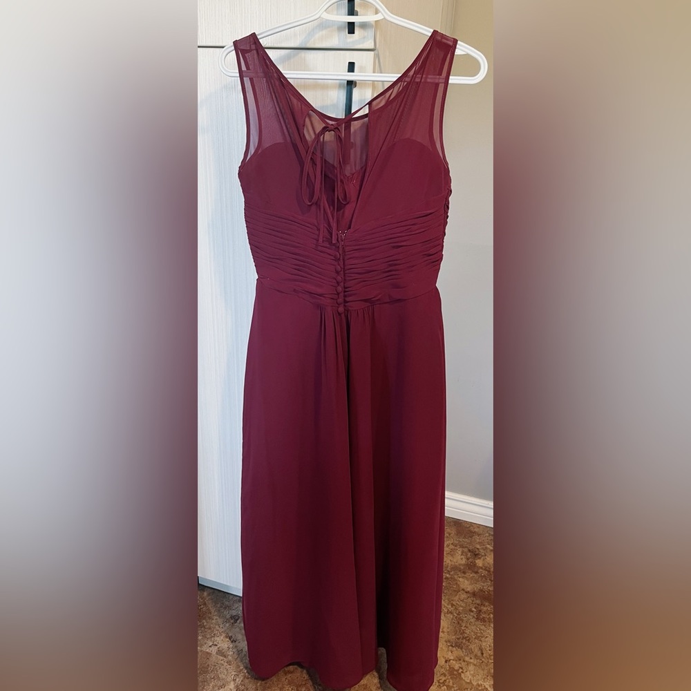 Alfred Angelo Burgundy/Maroon Halter/Round Neck Bridesmaid Dress - Picture 2 of 7